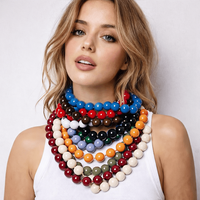 Collier unisexe en chaînes nouées faites à la main avec perles en résine acrylique de style bohème au design rétro, bijoux d'anniversaire