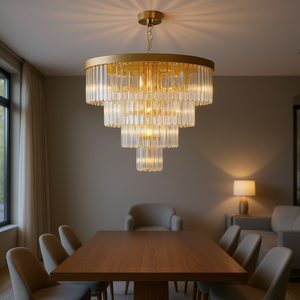 Lámpara de Techo de Cristal Dorado de 4 Niveles, Lámpara Colgante Moderna de 24 Pulgadas para Comedor, Sala de Estar y Dormitorio - Product Image 2