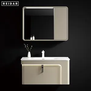 Kabinet kamar mandi, wastafel tunggal mewah PVC penyimpanan dengan meja wastafel cuci tangan