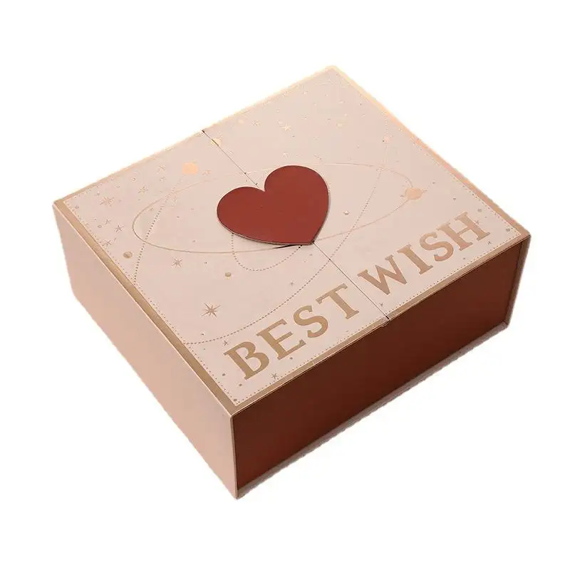 Heißer Verkauf Magnetic Wedding Sweet Geschenk papier box Benutzer definiertes Logo Red Heart Verpackung Geschenk boxen mit Griff