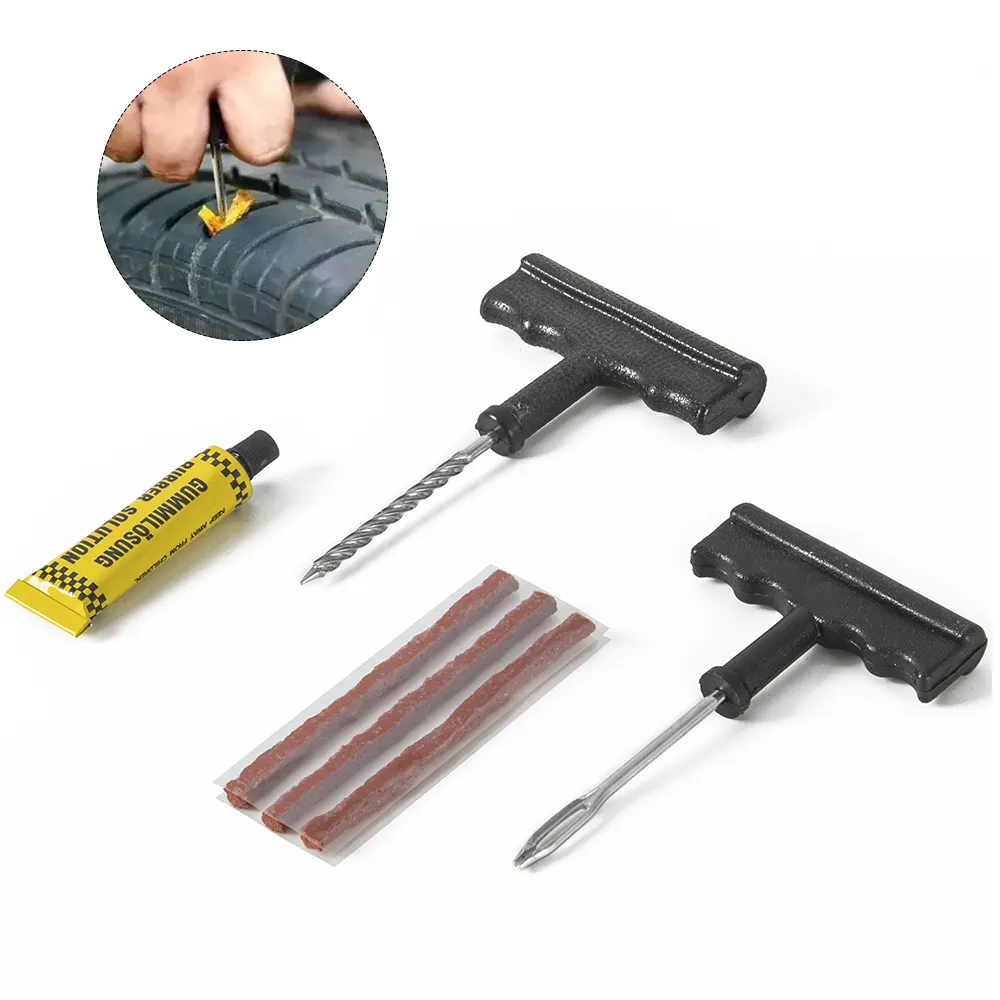 3pcs strips and 1pc vulcanizing fluid tubeless car tire repair tool kit