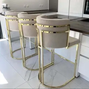Cadeira de cozinha estofada em forma de U em favo de mel, bancos de bar de metal de veludo, dourado, luxuoso, para casa, hotel, casamento, ideal para uso doméstico