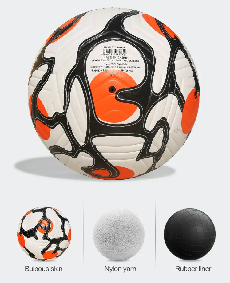 Bola sepak bola pertandingan kulit pu kata dengan logo bola nilon luka besar ukuran 4 ukuran 5 pelotas de fytbol asli