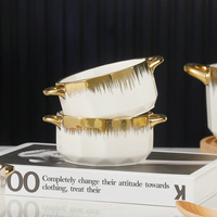 Pot à soupe rond de luxe créatif en céramique, pot multifonctionnel pour la maison, ensemble de 6 bols en céramique