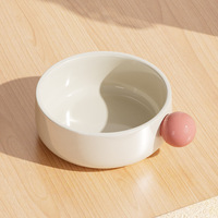 Table à Manger Extérieure Portable en Céramique pour Chat et Chien avec Support Élevé Anti-Fuite et Bols pour Nourriture/Eau