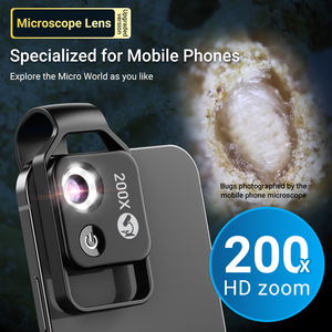 Apexel 2024 ống kính máy ảnh di động mới ống kính kính hiển vi điện thoại Zoom 200X ống kính máy ảnh macro có thể sạc lại với ánh sáng lấp đầy - Product Image 4