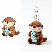 Peluche personnalisée adorable de loutre de mer, jouet pour enfants, porte-clés, petite poupée mignonne, peluches, jouets, cadeau pour adultes avec poisson bleu câlin