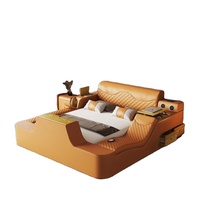 Lit inclinable intelligent en cuir de luxe moderne avec massage multifonctionnel, musique et rangement, tailles Queen/King/Twin