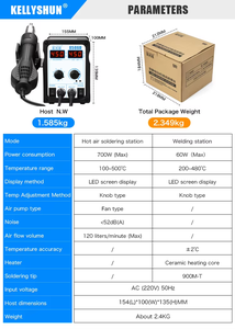 केल्यशुन स्ड बीगा रीवर्क डेलॉडरिंग सोल्डरिंग सोल्डर स्टेशन 8586 डिजिटल सोल्डरिंग आयरन हॉट एयर हीट गन वेल्डिंग मरम्मत उपकरण किट - Product Image 4