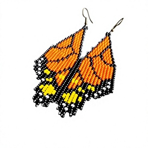 Meilleur collier personnalisé romantique bohème en perles de rocaille, longue pendentif aile de papillon orange, accessoires tendance pour femme, cadeau de mariage parfait - Product Image 2