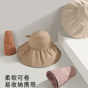 Sun Hat Wide Brim UV Protection Breathable Solid Color Visor For Women Adult Bucket Hat - Product Image 4