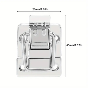 Loquet métallique pour boîte / Loquet à bec de canard avec dimensions 28*40mm, fermoir argenté pour coffres, valises et boîtes - Product Image 2