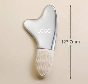 Portable Mini Acier Inoxydable Guasha Masseur Facial Crème Pour Les Yeux Bâton Visage <span class=keywords><strong>Gusha</strong></span> Conseil Grattoir avec Brosse En Silicone - Product Image 6