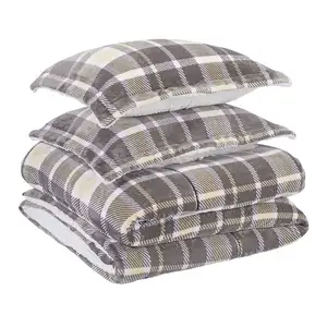 Ультрамягкое фланелевое одеяло в клетку серо-серого цвета SUNWIN Basics