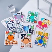 Autocollants personnalisés visage d'animal DIY – Feuilles d'autocollants de personnages à mélanger et assortir (Renard, Panda, Éléphant, Tigre) – Fournitures de fête – Vente au détail et en gros