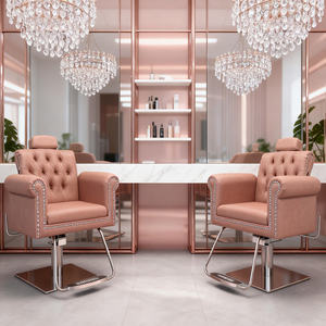 Sillón de Barbería Estilo Francés, Silla de Salón de Metal Dorado, Muebles de Salón, Silla de Peluquería Hidráulica Reclinable - Product Image 3