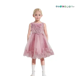 Factory Wholesale Children's Clothing Party Luxury Layered Mesh Bow Princess Flower Girls Dresses