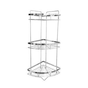 Moderno Juego de Estantes de Ducha de Esquina de Tres Niveles de <span class=keywords><strong>Metal</strong></span> Cromado, Estantes de Ducha de Hierro de 2 Niveles Montados en la Pared para Baño - Product Image 1