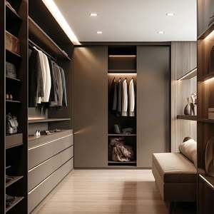 Diseño Personalizado de Vestidor Moderno de Alta Gama en Color Oscuro con Iluminación LED - Product Image 4