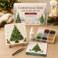Kit d'art DIY en mosaïque de verre marin pour Noël, ensemble de loisirs créatifs de Noël, carreaux de verre océanique en gros avec fournitures complètes, ornement de Noël