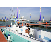Bateau à console centrale en aluminium ouvert de 7 m, catamaran de 7,5 m, bateau de pêche à barre en aluminium de luxe, Europe, avec remorque