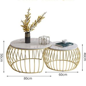 Bàn Cà Phê Tròn Chất Lượng Tuyệt Vời Bàn Cà Phê Hoàn Thiện Bằng Gỗ Nguyên Khối Phía Trên Bằng Đá Cẩm Thạch Cho Đồ Nội Thất Phòng Khách - Product Image 5