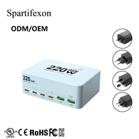 WLX-818L 220W Station de charge multi-ports intelligente haute puissance au nitrure de gallium pour ordinateurs portables et appareils photo - Charge rapide PD