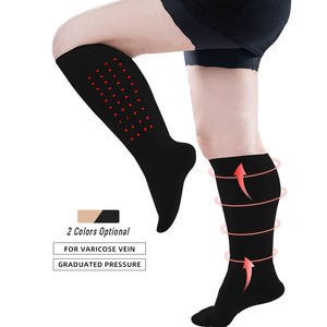 <span class=keywords><strong>Bas</strong></span> de <span class=keywords><strong>contention</strong></span> unisexes en nylon à compression graduée 20-30 mmHg, tricotés, montants jusqu'au genou, en élasthanne - Product Image 1