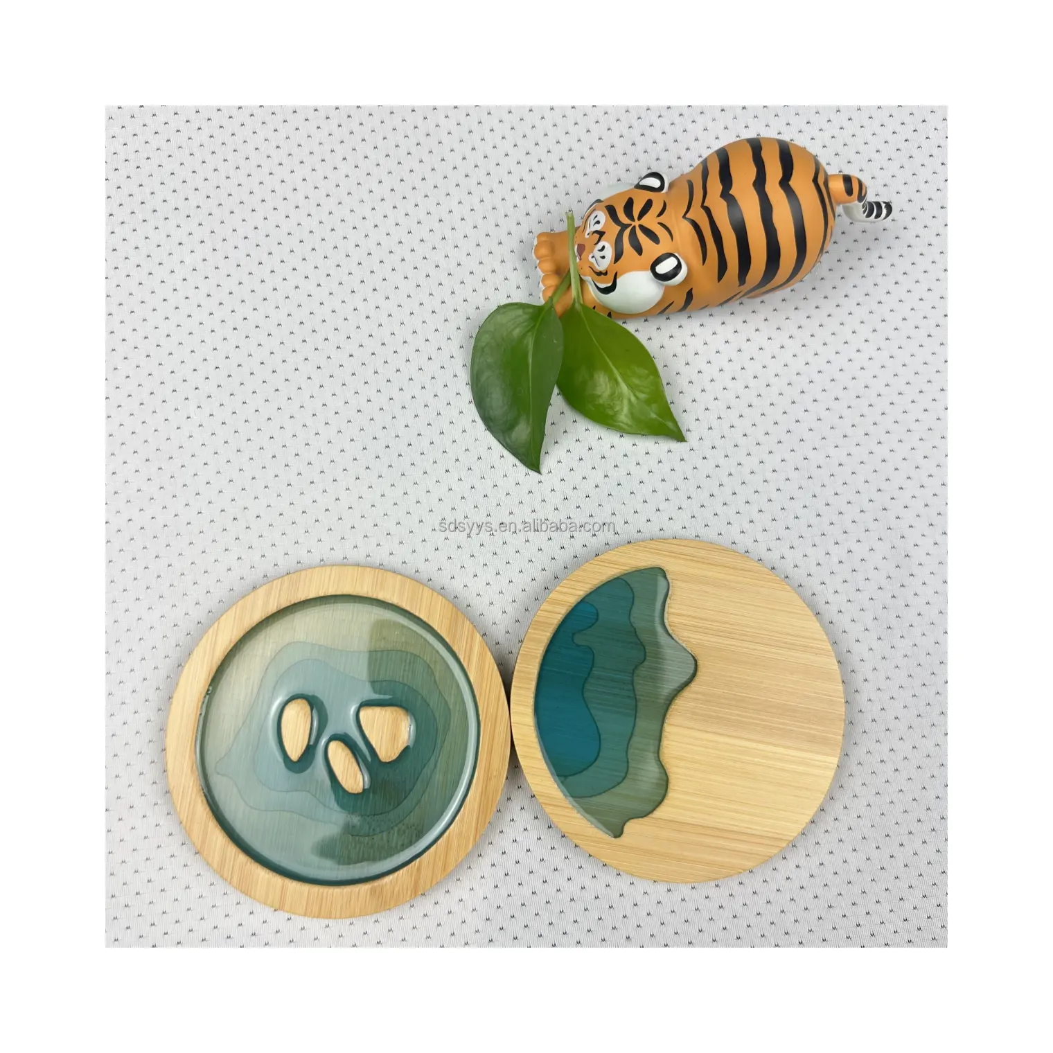 Sustainable eco friendly products bamboo eco resin Sea beach wooden coasters for drinks for bar kitchen home apartment