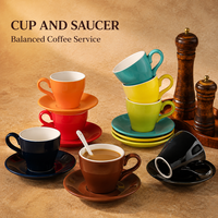 Ensemble tasse et soucoupe en céramique style barista pour l'art latte et le service de café, idéal pour l'hôtellerie et la vente au détail de café à domicile