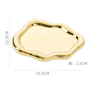 Plateau en céramique blanc argenté moderne électroplaqué pour la photographie et le rangement de bijoux – Assiette durable pour la présentation en gros - Product Image 3
