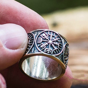 Bague Viking Boussole Homme Alliage Argent Antique Vegvisir Nordique Sceau Bijoux Vente en Gros Fabricant Personnalisé OEM - Product Image 5