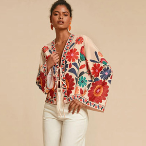 <span class=keywords><strong>Blazer</strong></span> da donna americano con bottoni, scollo a V, stampa floreale, casual, ampio, semplice, versatile, top stile francese, <span class=keywords><strong>camicia</strong></span> primaverile in poliestere - Product Image 1