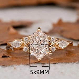 factory custom wholesale price 14K Gold Plated Marquise Cut Engagement Ring for Women, Wedding Promise Cubic Zirconia CZ Band - Product Image 2