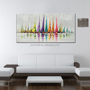 Commercio all'ingrosso su ordinazione <span class=keywords><strong>barche</strong></span> a vela dipinti astratti arte tela pittura a olio acrilico paesaggio marino pittura per soggiorno decorazione - Product Image 2