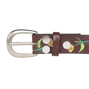 Diseño original personalizado pequeño orquídea vaca ocultar aleación hebilla animal estampado moda retro cinturón decorativo para mujer - Product Image 2