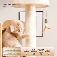 Arbre à chat compact multi-niveaux en bois massif, modèle pour la maison, idéal pour petits appartements, tout-en-un avec grand lit et poteau d'escalade pour chats