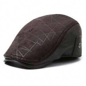 Boina de Cuero PU para Hombre, Gorro Plano de Invierno Cálido Estilo Ivy - Product Image 2