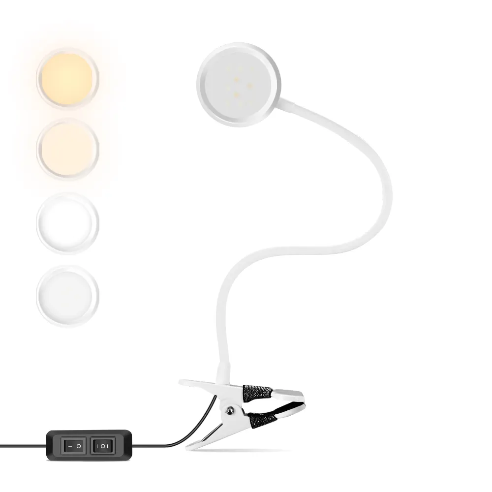 Lampu baca LED Mini fleksibel, lampu penjepit logam leher angsa, lampu meja portabel dapat diredupkan