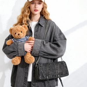 Nuevo Bolso de Mano de Mezclilla Vintage para Mujer, Correa de Cadena Individual, Bordado, Cierre, Impermeable, Estilo <span class=keywords><strong>Preppy</strong></span>, Bolso Mensajero con <span class=keywords><strong>Toque</strong></span> Bohemio - Product Image 6
