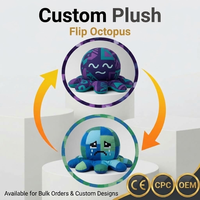 Pabrik OEM Kustom Tiktok Mainan Boneka Gurita Bolak-Balik Grosir Hewan Boneka Lucu Mainan Orang Tua Anak Grosir Poliester