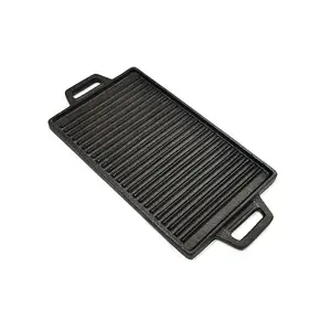 Rectangle Grilling Pan And Skillet Nonstick Pre-seasoned Cast Iron Reversible Griddle Plate For For Stove
