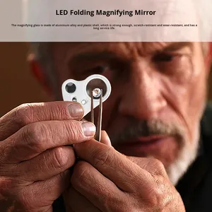 Lupa Plegable con Luz LED 30x 60x, Lupa de Bolsillo para Identificación de Joyas y Diamantes, Reparación - Product Image 3