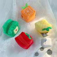 Pluche muntportemonnee schattig zacht nieuw creatief fruit vierkant ritszakje kindertas voor opbergen van datakabels dagelijks gebruik feestdag cadeau