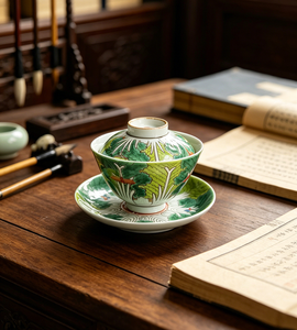 Bol à thé en porcelaine peint à la main, motif Chinoiserie Famille Rose, motif <span class=keywords><strong>Bok</strong></span> Choy, Gaiwan avec couvercle et soucoupe - Product Image 6