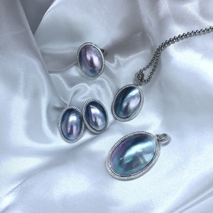 Colgante Ovalado Ocean Mabei de 19x26mm en Plata S925 con Halo de Diamantes - Product Image 4