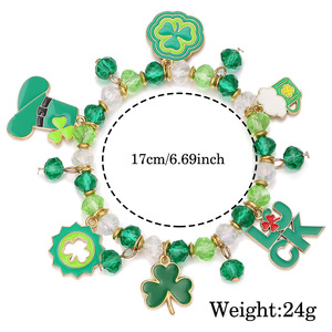 Nuovo St. Patricks per feste bracciale con ciondoli in acrilico con trifoglio di <span class=keywords><strong>birra</strong></span> verde Lucky Unisex all'ingrosso - Product Image 4