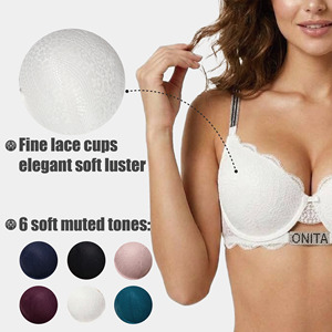 Lencería Transparente <span class=keywords><strong>de</strong></span> Encaje para Mujer, Sujetador Push-Up con Pedrería, Sujetador Convertible - Product Image 2