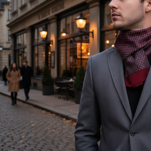 Exve Exclusive <b>Red</b> Burgundy Square Pattern Wool Knitted Double-Sided <b>Scarf</b> Model AE3498 - Product Image 3