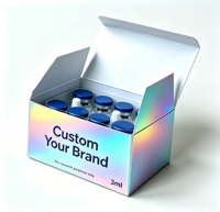 Boîte en carton imperméable personnalisable avec logo, pour flacon de peptide 3ml/10ml, emballage de médicament, doublure en éponge, gaufrage, réutilisable